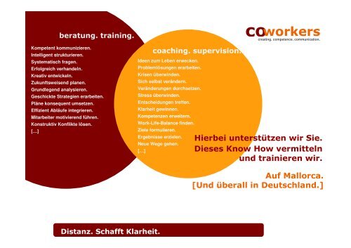 Distanz schafft Klarheit. coworkers coaching Mallorca. - Perspektive ...