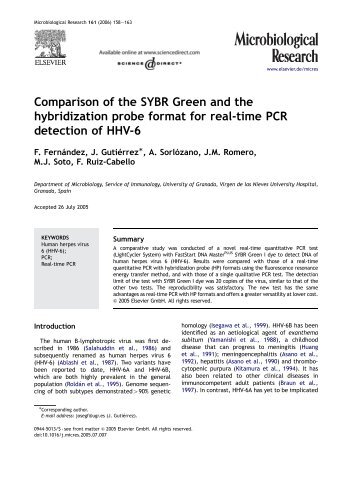 Comparison of the SYBR Green and the hybridization probe format ...