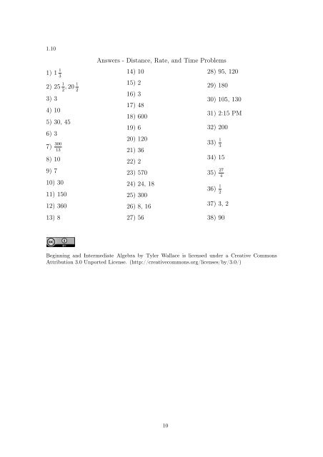 Solving Linear Equations - Distance, Rate and Time - Wallace Math ...