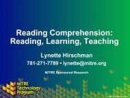 Reading Comprehension: Reading, Learning, Teaching - Mitre
