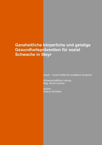 Gesundheitsprävention für sozial Schwache - Frauenstiftung Steyr