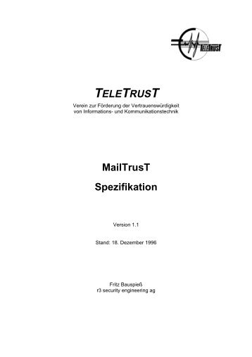 TELETRUST MailTrusT Spezifikation - Secorvo Security Consulting ...