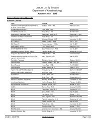 Lecture List By Session Department of Anesthesiology