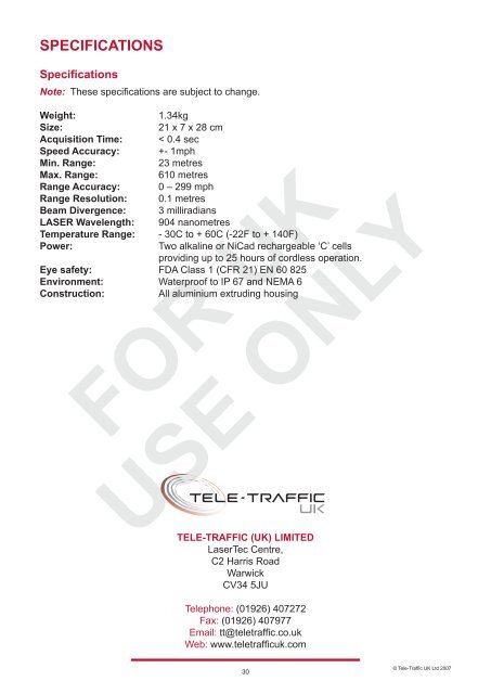 LTI 20-20 UltraLyte 100 - Tele-Traffic