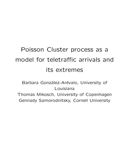 Poisson Cluster process as a model for teletraffic arrivals and its ...