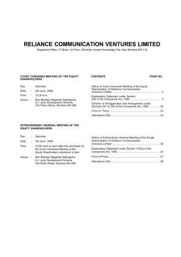 reliance communication ventures limited - Reliance Communications