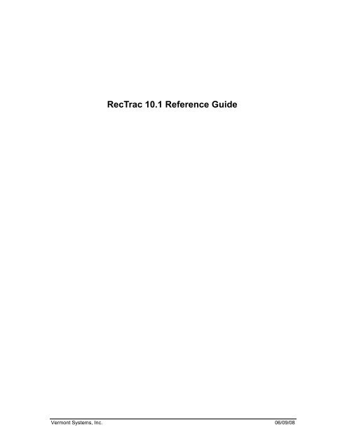 RecTrac 10.1 Reference Guide