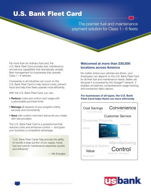 U S Bank Fleet Card Overview