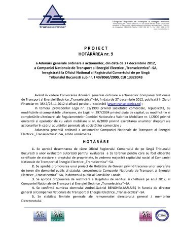Divizia Sisteme si Infrastructuri Critice - Transelectrica