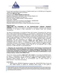 Current report according to the provisions of Capital ... - Transelectrica