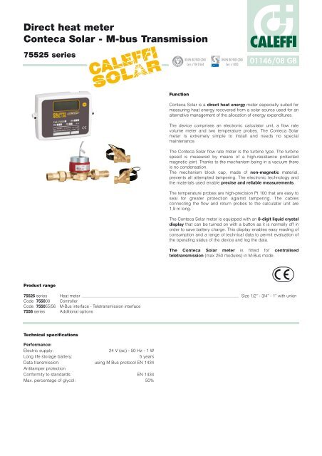 Direct heat meter Conteca Solar - Caleffi