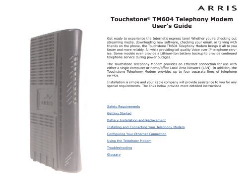 Touchstone TM604 User's Guide - Arris