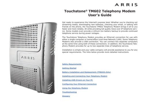 ARRIS TOUCHSTONE TELEPHONY MODEM TM602 WINDOWS 10 DRIVER DOWNLOAD