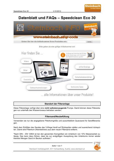 Datenblatt und FAQs – Speedclean Eco 30 - Steinbach