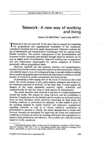 Telework: A new way of working and living