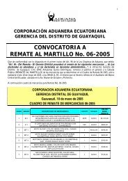 CONVOCATORIA A REMATE AL MARTILLO No. 06-2005