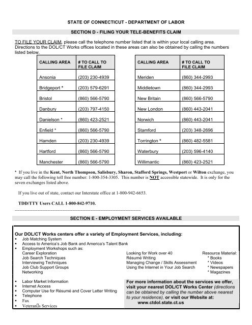 Section F, Unemployment Notice - Connecticut Department of Labor