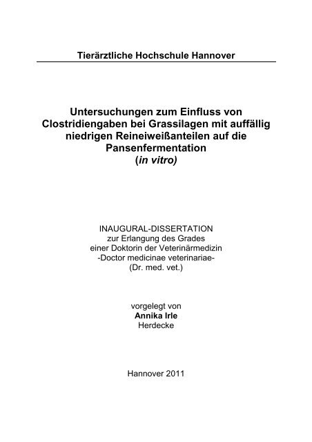 Doktorarbeit Endversion - Stiftung Tierärztliche Hochschule Hannover