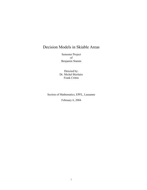 Decision Models in Skiable Areas - EPFL