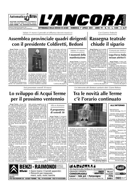 Tra le novità alle Terme c'è l' - L'ANCORA edicola