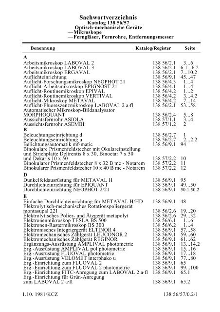 ZAK Ausgabe 1981 O - Optik-Online