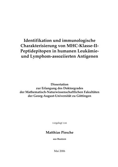 Identifikation und immunologische Charakterisierung von MHC ...