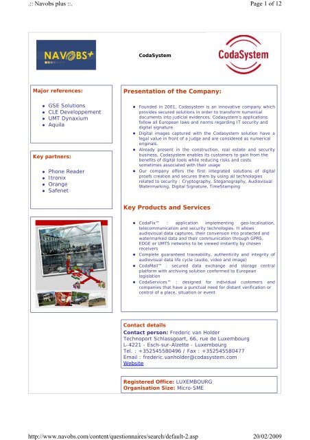 NAVOBSPLUS catalogue - European BIC Network