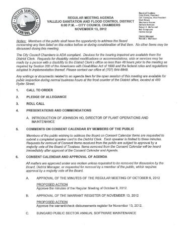 Meeting Agenda for November 13, 2012 - Vallejo Sanitation & Flood ...