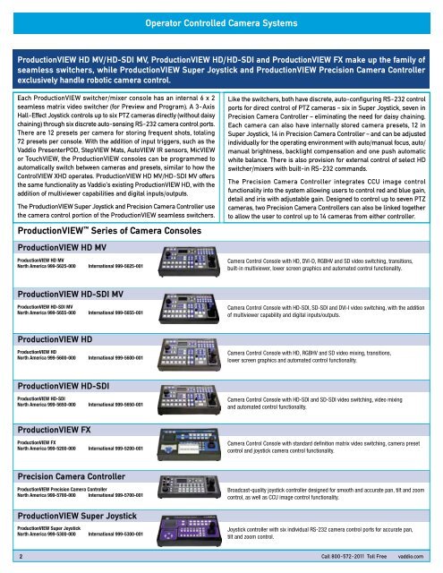 Vaddio Operator Controlled Camera Systems - 1pcn.com