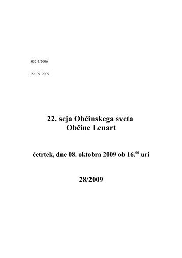 22. seja ObÄinskega sveta ObÄine Lenart - ObÄina Lenart