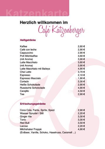 Katzenkarte - Café Katzenberger