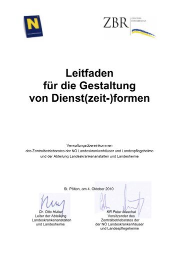 Leitfaden für die Gestaltung von Dienst(zeit ... - NÖ Landesheime