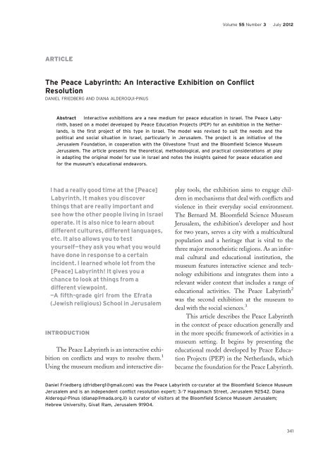 The Peace Labyrinth: An Interactive Exhibition on Conflict Resolution