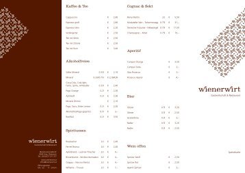 Kaffee & Tee Alkoholfreies Spirituosen Cognac & Sekt ... - Wienerwirt