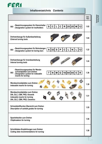 Inhaltsverzeichnis Contents - bei FERI Werkzeuge