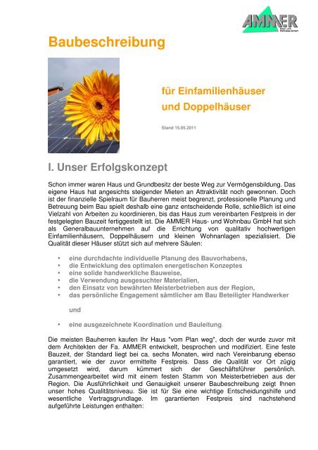 gesamte Baubeschreibung als pdf-Datei - Ammer Haus und ...