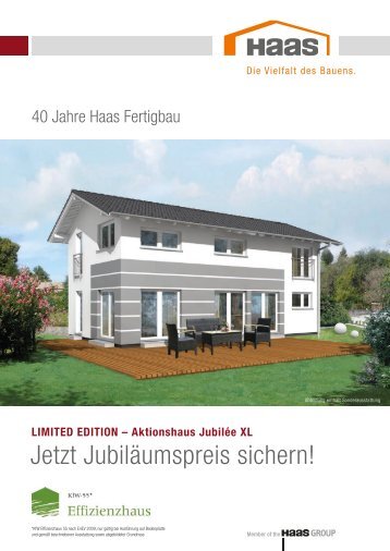 Informationsflyer Haas Fertigbau Aktionshaus Jubilée XL