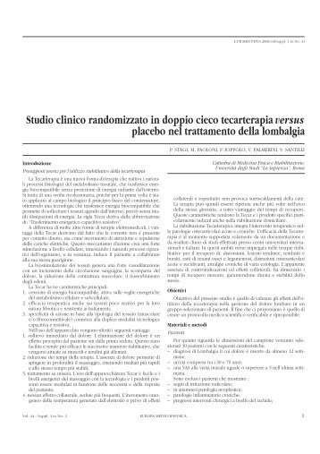 Studio clinico randomizzato in doppio cieco tecarterapia ... - MediK