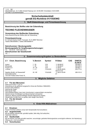 Dr. Schnell Fleckenentferner, Fleckenwasser Tecar 1 L