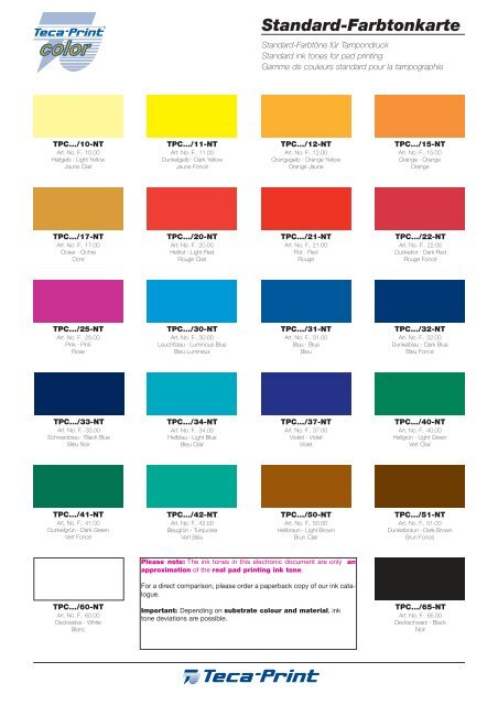 Print Color Chart