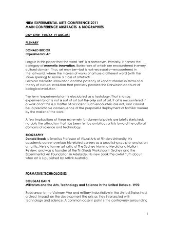 main conference abstracts & biographies - University of New South ...
