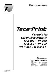 Controls for pad printing machine TPX 100 / TPX 250 TPX 350 / TPX ...