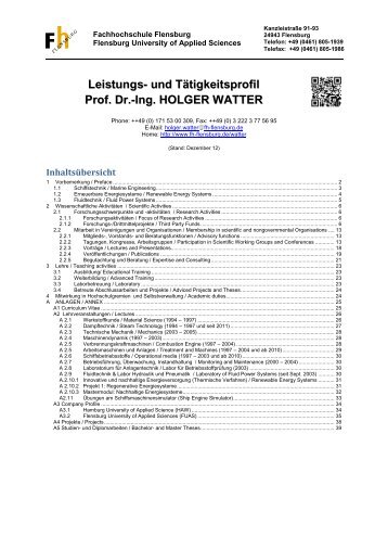 Leistungs- und Tätigkeitsprofil Prof. Dr.-Ing. HOLGER WATTER