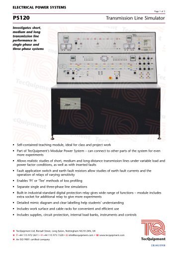 Transmission Line Simulator - TecQuipment Ltd
