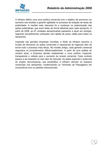 Relatório da Administração 2008 - Infraero