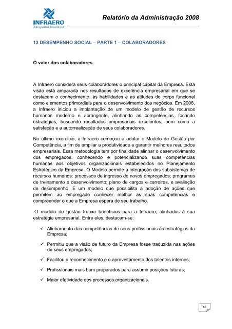 Relatório da Administração 2008 - Infraero