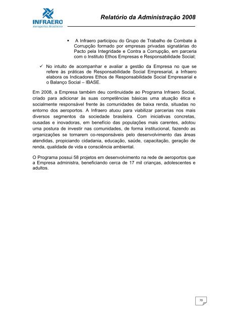 Relatório da Administração 2008 - Infraero