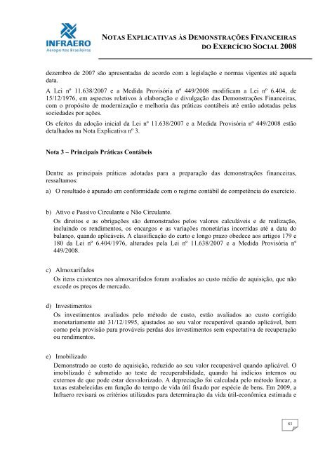 Relatório da Administração 2008 - Infraero