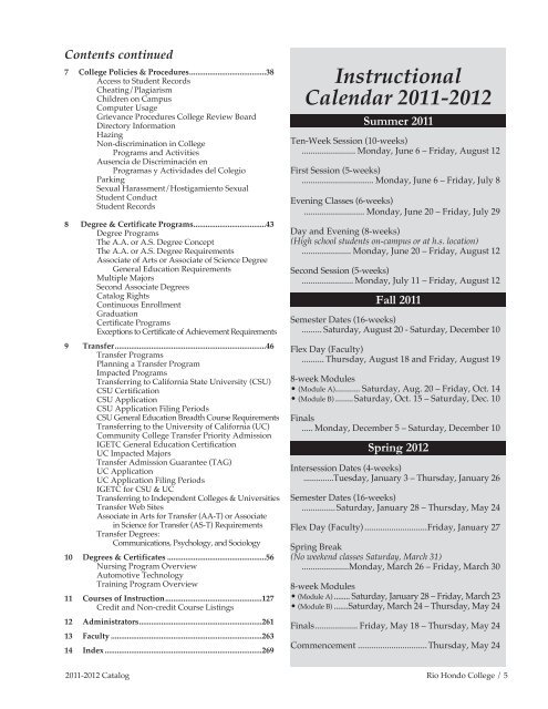 Complete College Catalog 2011-2012 - Rio Hondo College