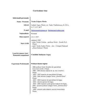 CV Tecau Grigore Florin - Consiliul Judetean Arges